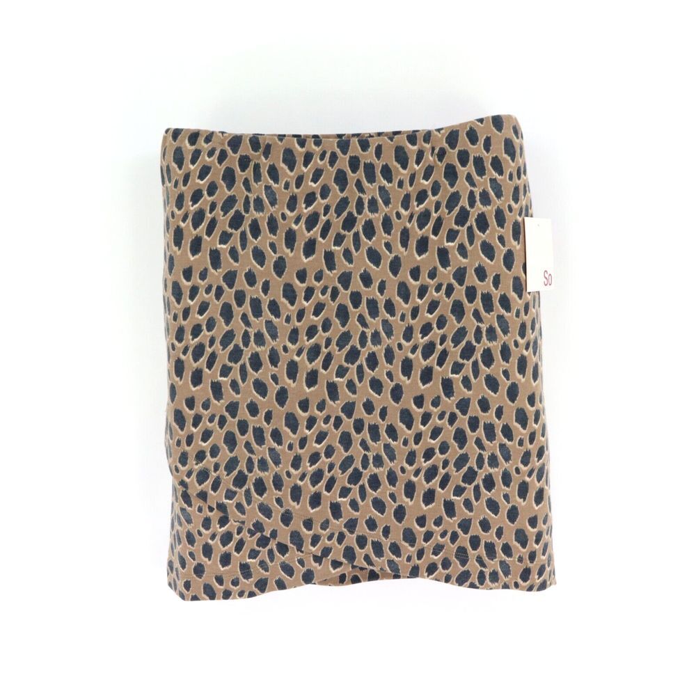 SO Mini Wrap Skirt Womens Size M Brown Animal Print Elastic Waist Stretch NWT